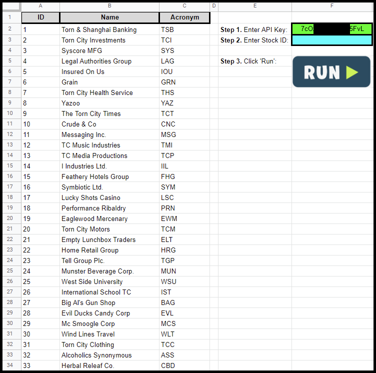 Stock Ref Table.